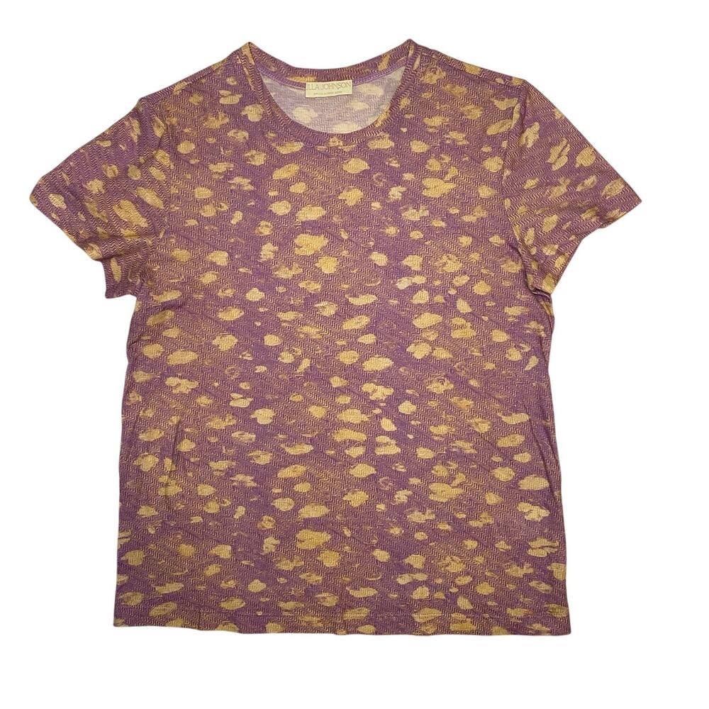 Ulla Johnson Women's Medium Estelle T-Shirt Lavender Handprint Dot Basic Luxury